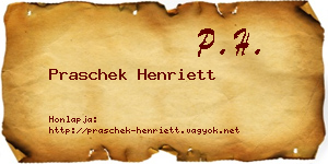 Praschek Henriett névjegykártya